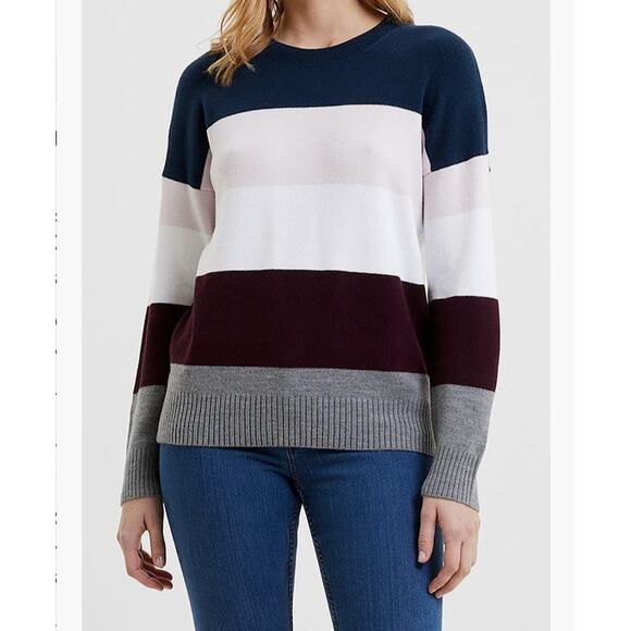 French Connection Stripe Crewneck Pullover Sweater Size Medium NWT - Picture 1 of 6
